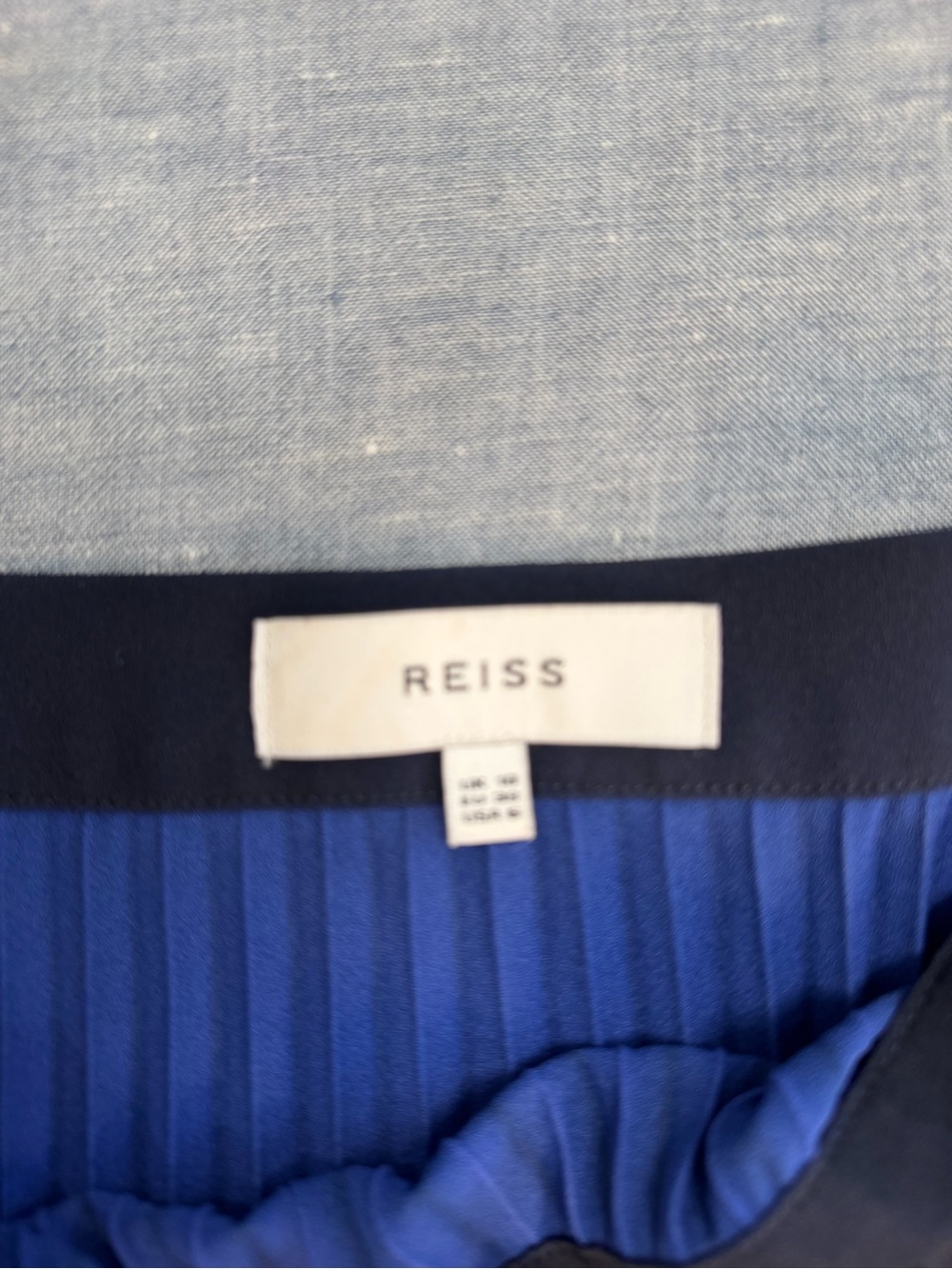 Reiss Navy to Royal Blue Pleated Midi Skirt - Picture 5 of 6